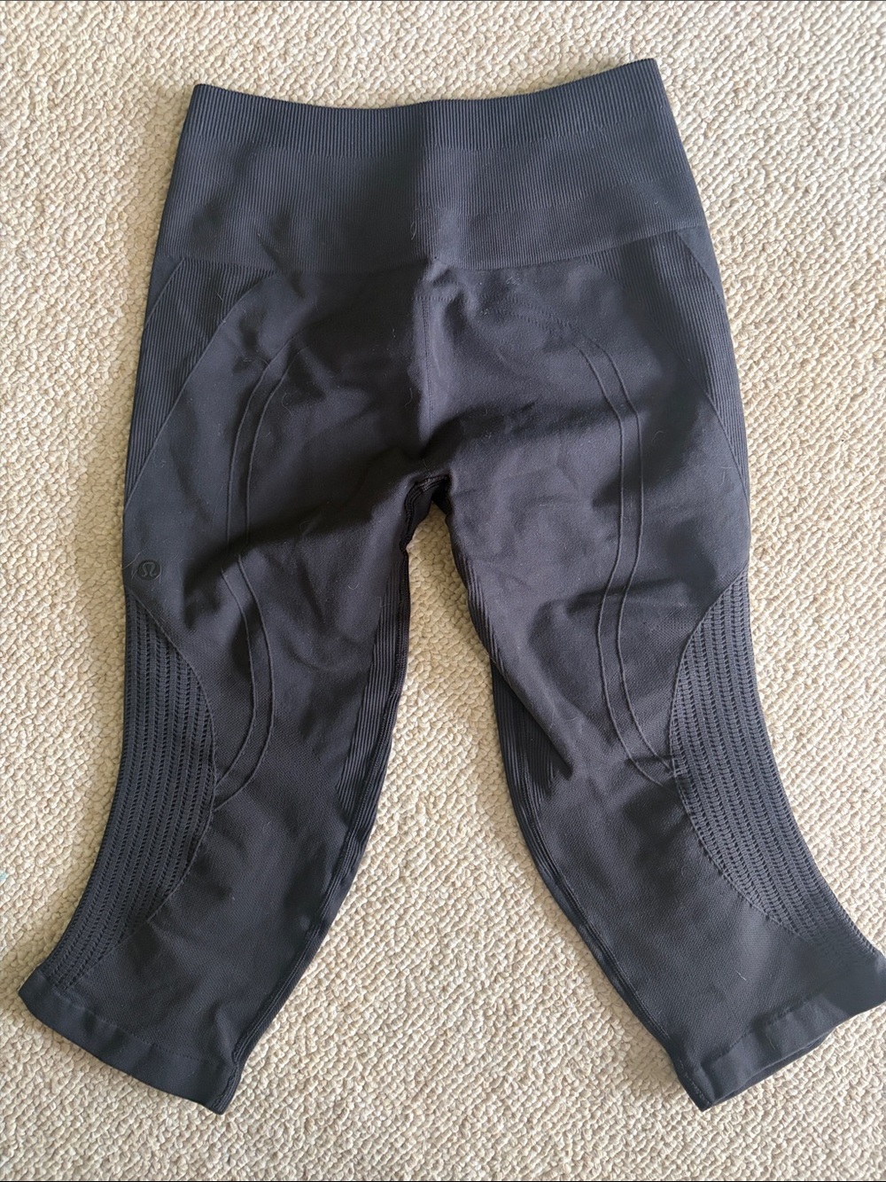 lululemon athletica Black Capri Leggings with Textured Panels